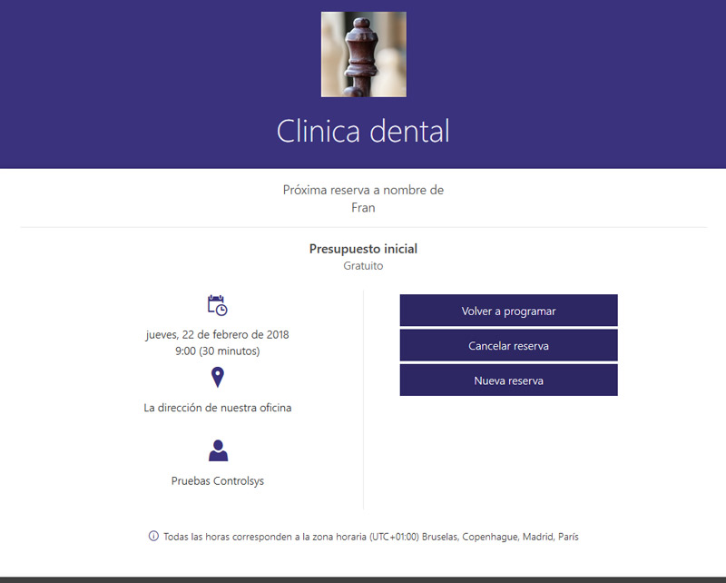 Ejemplo de cita online