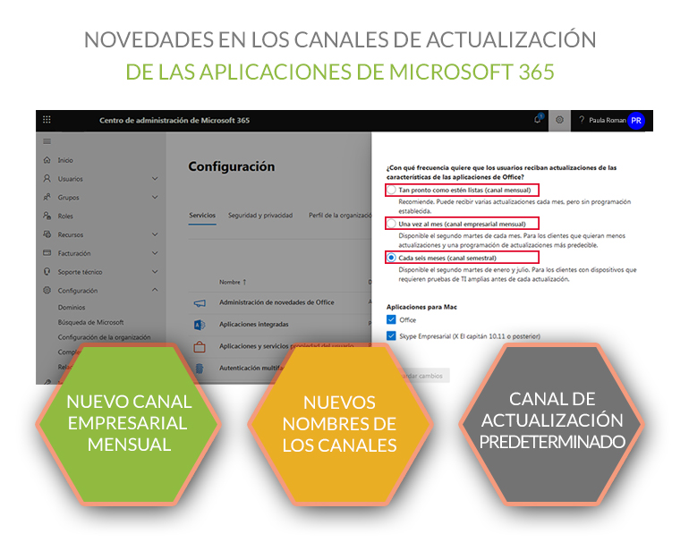 Novedades en los canales de actualización de Microsoft 365