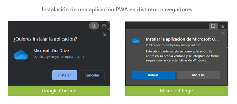 Instalación de PWA en chrome y edge