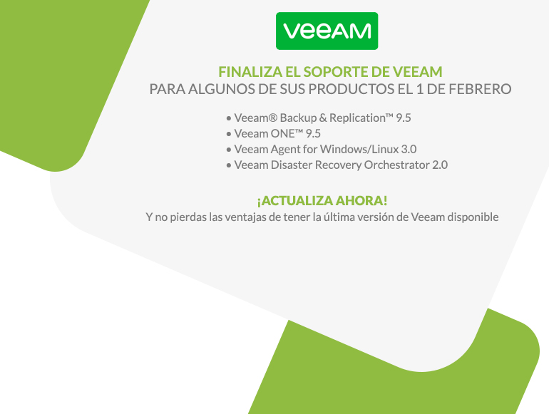 Finaliza el soporte para determinados productos de Veeam el 1 de febrero