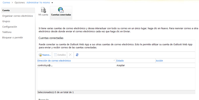 Cuentas conectadas en Exchange Online