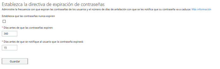 Expiración contraseñas Office 365 Expiración contraseñas Office 365