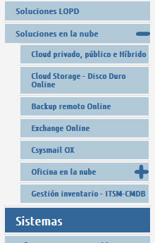 Menu lateral web