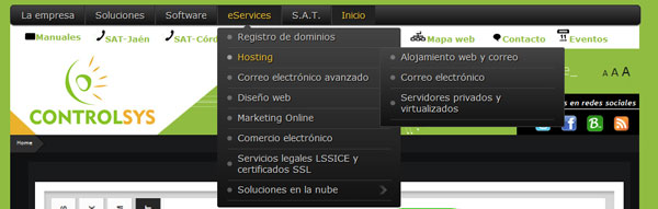Menu superior web Menu superior web