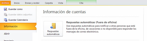 Respuesta automáticas outlook 2010 Respuesta automáticas outlook 2010